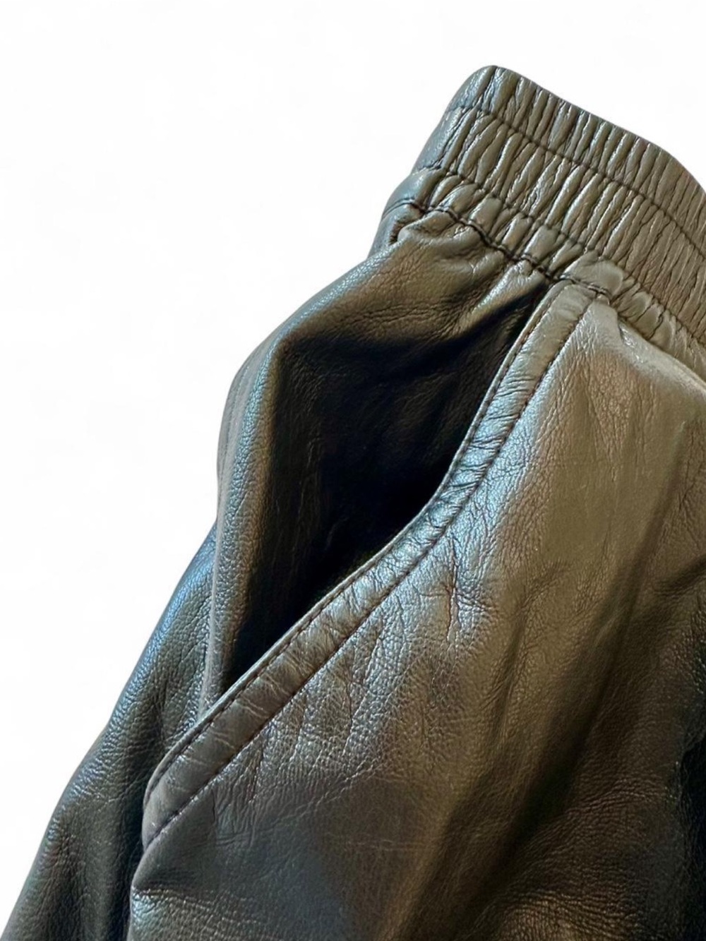 Good American Better Than Leather Black Faux Leather Pull On Mini Skirt 14/16 - Picture 3 of 7